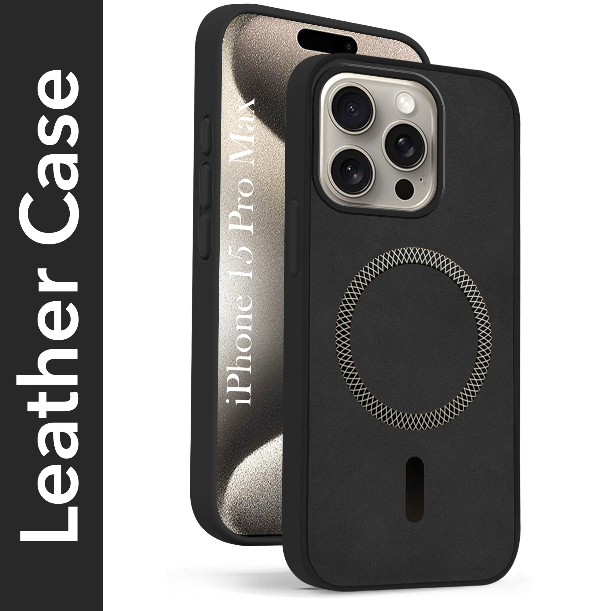 For Apple iPhone 15 Pro Max Back Cover Case (Sleek Leather Finish | MagSafe Compatible Wireless Charging | Camera Bump Protection)