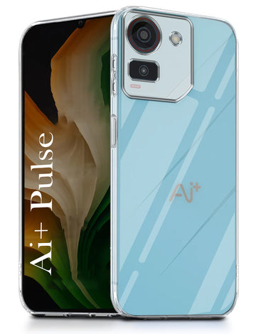For Ai+ Pulse Back Cover( Silicone Clear Shockproof Case with Camera Protection and Dust Plugs | Transparent)