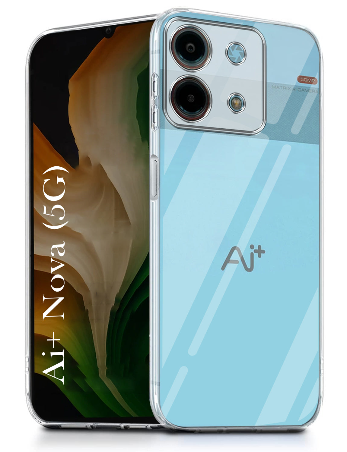 For Ai+ Nova 5G Back Cover ( Silicone Clear Shockproof Case with Camera Protection and Dust Plugs | Transparent)