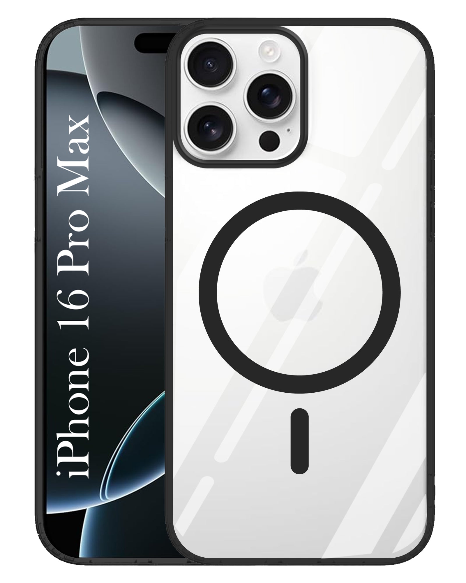 For Apple iPhone 16 Pro Max Back Cover Case (Black MagSafe Compatible Wireless Charging | Hybrid Camera Bump Protection | Shockproof Polycarbonate Material)