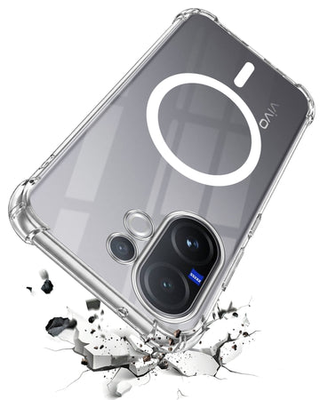 For Vivo V60 | Vivo T4 Pro Back Cover Shockproof Crystal-Clear (Magsafe Wireless Support | Drop & Camera Protection | Hard Polycarbonate)