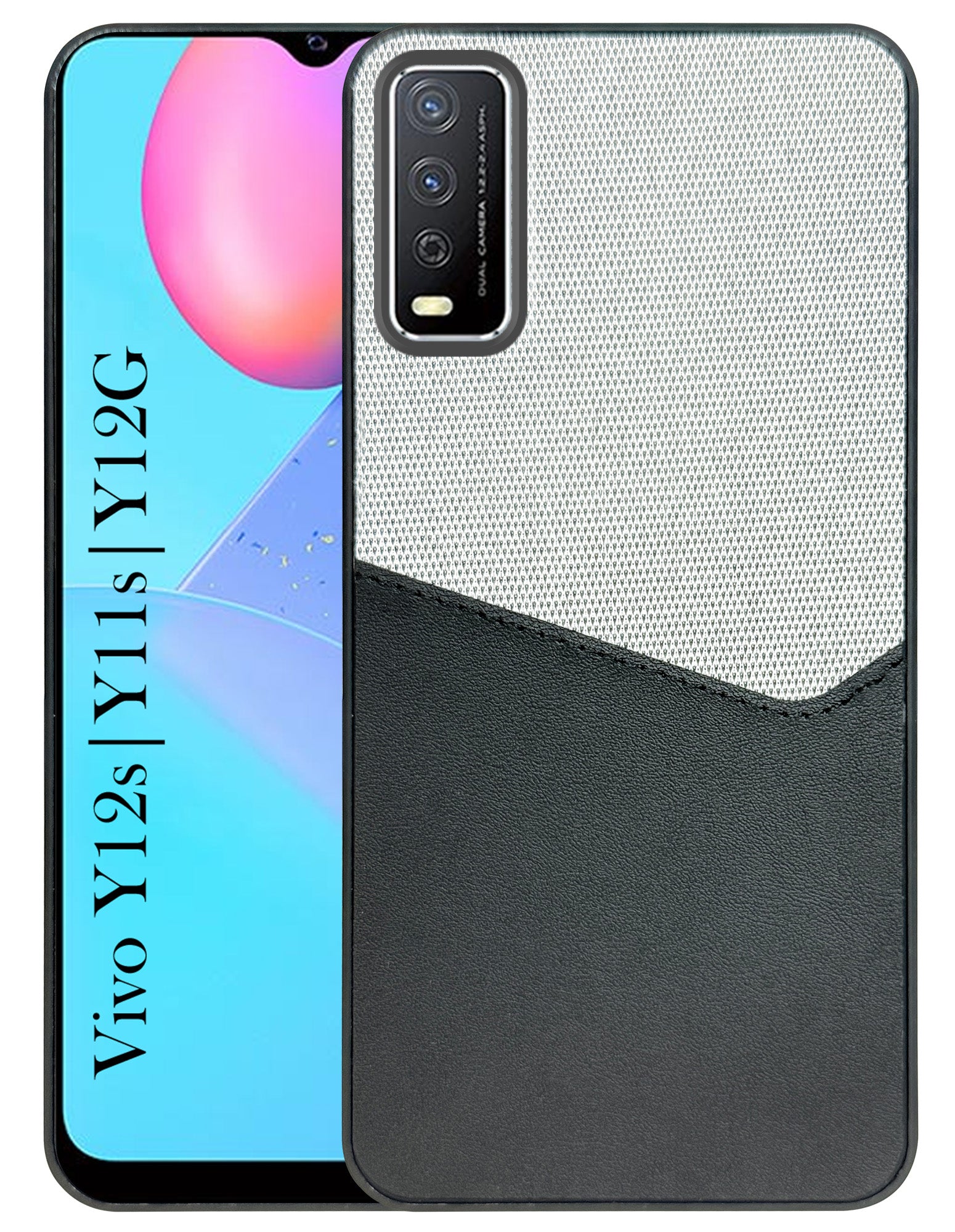For Vivo Y12s | Y11s | Y12G Back Cover Case (Dual PU Leather Stitch | Professional Minimalist | Soft and Flexible)