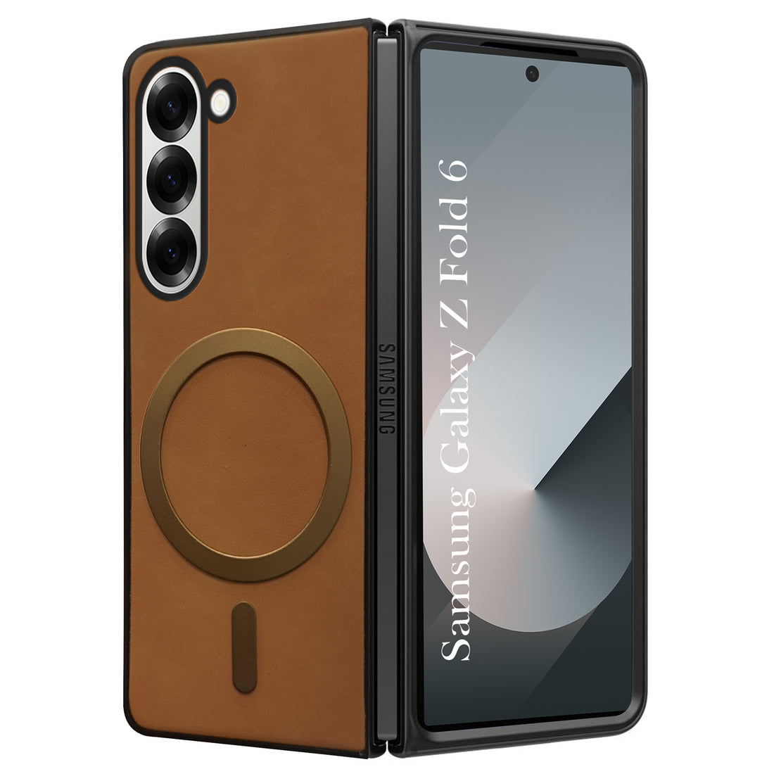For Samsung Galaxy Z Fold 6 5G Back Cover Case (MagSafe Wireless Charging Compatible | Sleek Leather Finish | Inside Microfiber Cloth)