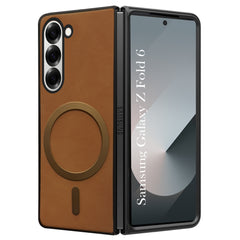 For Samsung Galaxy Z Fold 6 5G Back Cover Case (MagSafe Wireless Charging Compatible | Sleek Leather Finish | Inside Microfiber Cloth)