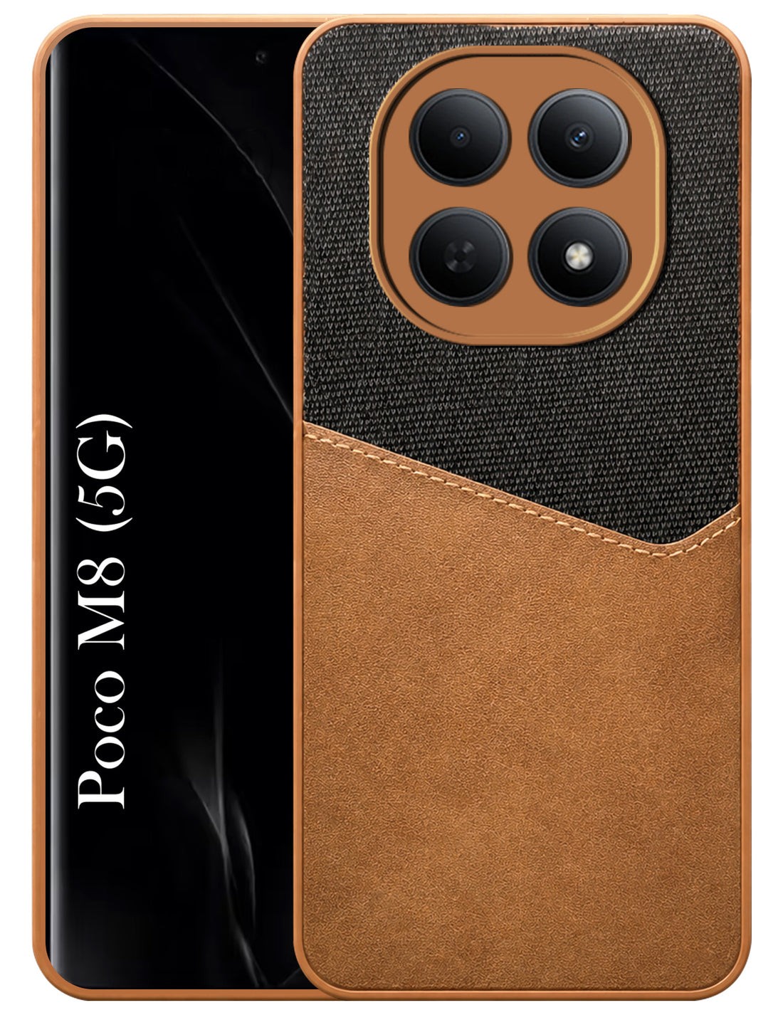 For Poco M8 5G Back Cover Case (Dual PU Leather Stitch | Professional Minimalist | Soft and Flexible)