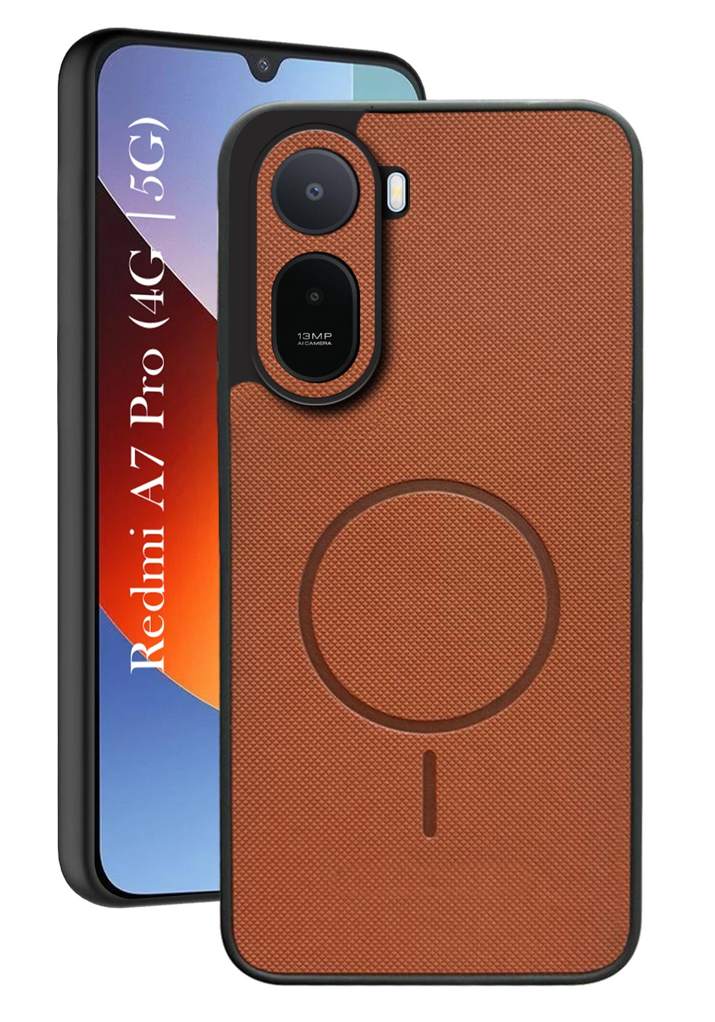 For Redmi A7 Pro 5G Back Cover Case PU Leather (Texture Grip Design | Professional Minimalist | Camera Protection | Soft and Flexible)