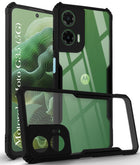 For Motorola Moto G35 5G Back Cover Case ( Shockproof with Polycarbonate Clear Panel | Professional Black)