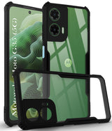 For Motorola Moto G35 5G Back Cover Case ( Shockproof with Polycarbonate Clear Panel | Professional Black)