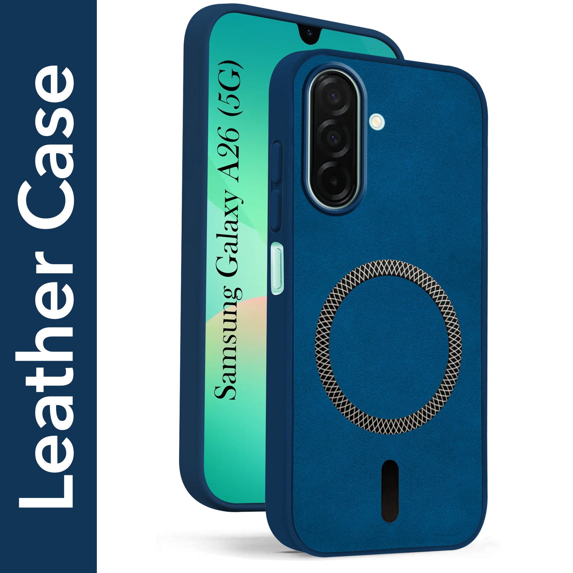 For Samsung Galaxy A26 5G Back Cover Case Leather Finish (MagSafe Compatible Wireless Charging | Soft Touch | Camera Bump Protection)
