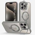 For Apple iPhone 15 Pro Max Back Cover Case Crystal (Lifetime Anti Yellow | Magnetic Ring Stand | Camera Lens Protection | MagSafe Compatible)