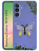 For Samsung Galaxy M56 | Samsung Galaxy F56 Back Cover Case (Soft Butterfly Embroidery | Women Teen Girls | Camera Protection| Matte Silicone)