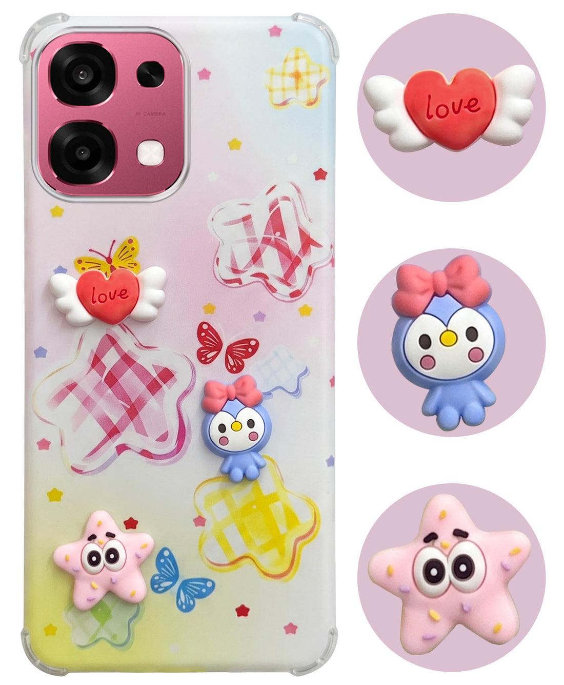 For Oppo F31 5G | Oppo F33 5G Back Cover Case (3D Cute Cartoons | Hard Back Side Soft | Matte Premium Finish | HD Printing)