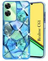 For Realme C61 | Realme Narzo N61 Back Cover Case (Dual Design Glitter Sparkle and Detachable Diamond Print Case | Soft and Flexible)