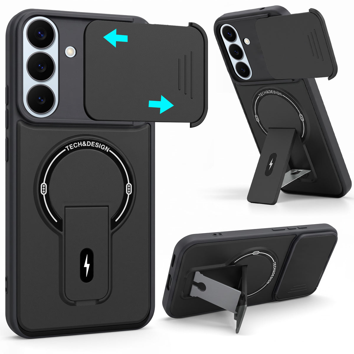 For Samsung Galaxy S26 5G Back Case Cover Metallic (Hybrid Armor Kickstand | Sliding Shutter Camera Protection | MagSafe Compatible)