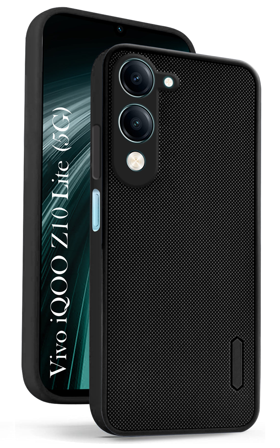 For Vivo iQOO Z10 Lite Back Cover Case (Textured Grip Design | Micro-Fiber Cloth Inside | Slim and Light Weight | Soft Touch and Feel | Black)