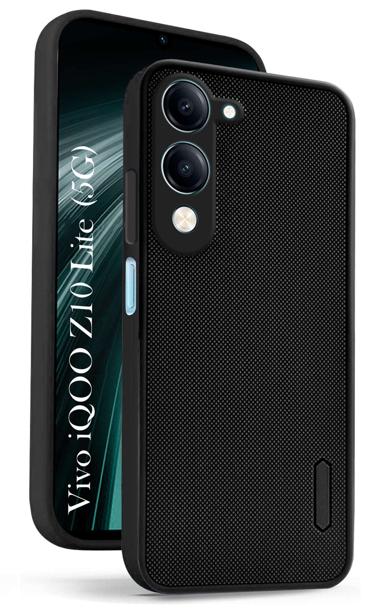 For Vivo iQOO Z10 Lite Back Cover Case (Textured Grip Design | Micro-Fiber Cloth Inside | Slim and Light Weight | Soft Touch and Feel | Black)