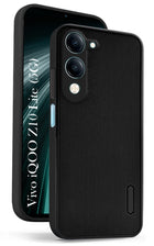 For Vivo iQOO Z10 Lite Back Cover Case (Textured Grip Design | Micro-Fiber Cloth Inside | Slim and Light Weight | Soft Touch and Feel | Black)