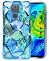 For Compatible With Xiaomi Mi Redmi Note 9 Back Cover Case ( Dual Design Glitter Sparkle and Detachable Diamond Print Case | Soft and Flexible)
