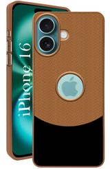 For Apple iPhone 16 Back Cover Case (Elegant PU Leather Finish | Premium Minimalist Professional | Camera Protection Bump)