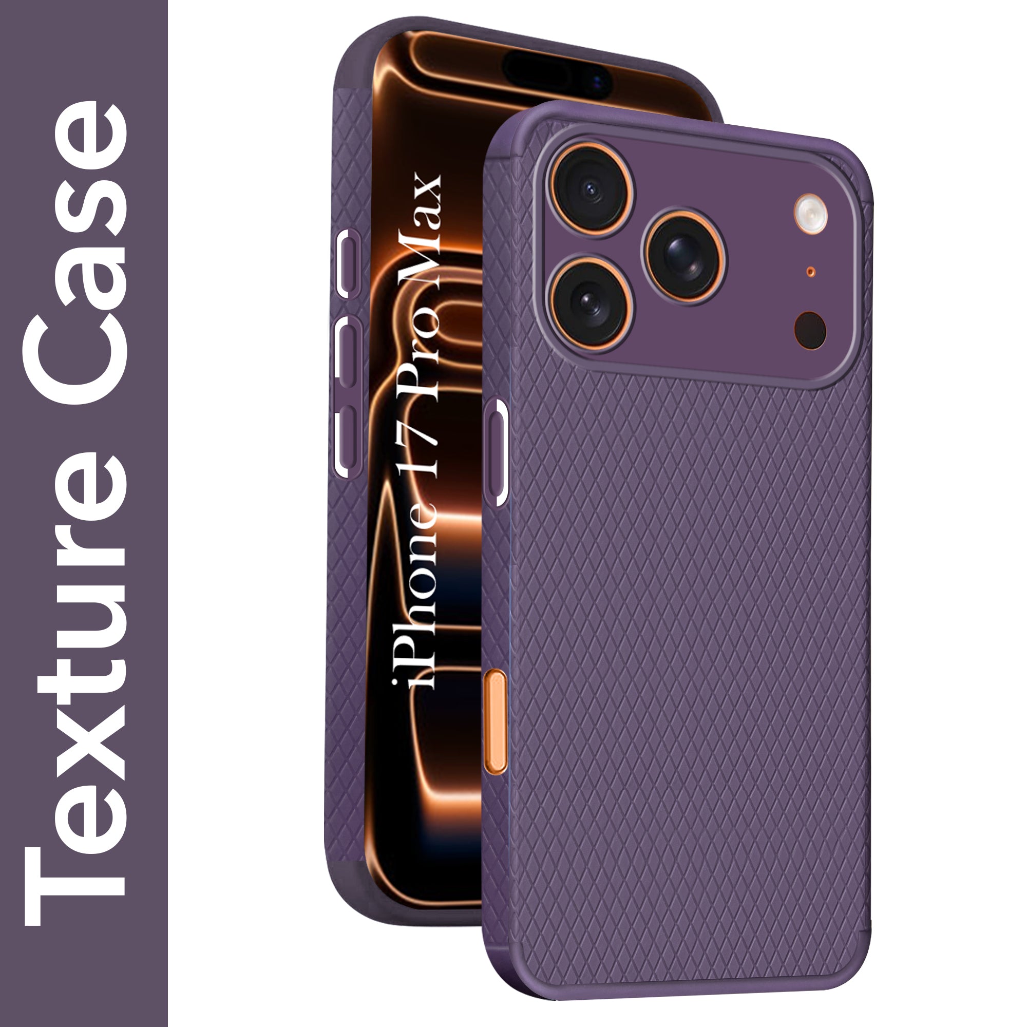 For Apple iPhone 17 Pro Max Back Cover Case (Camera Protection | Side Grip Texture | Soft and Flexible)