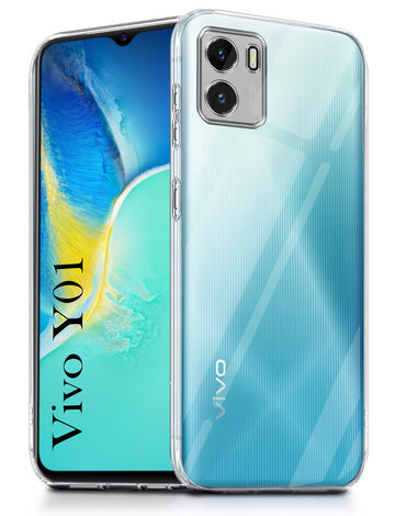 For Vivo Y01 Back Cover ( Silicone Clear Shockproof Case with Camera Protection | Soft and Flexible | Transparent)