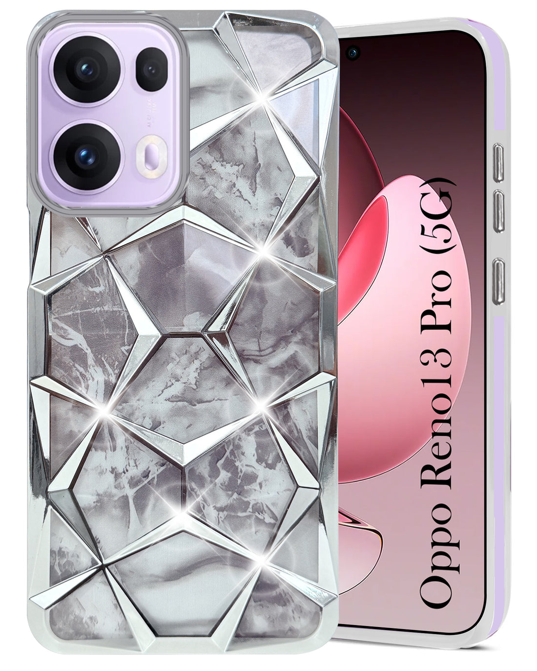 For Oppo Reno13 Pro 5G | Oppo Reno 13 Pro 5G  Back Cover Case Girls (Dual Design Glitter Sparkle and Detachable Diamond Print Case | Soft and Flexible)