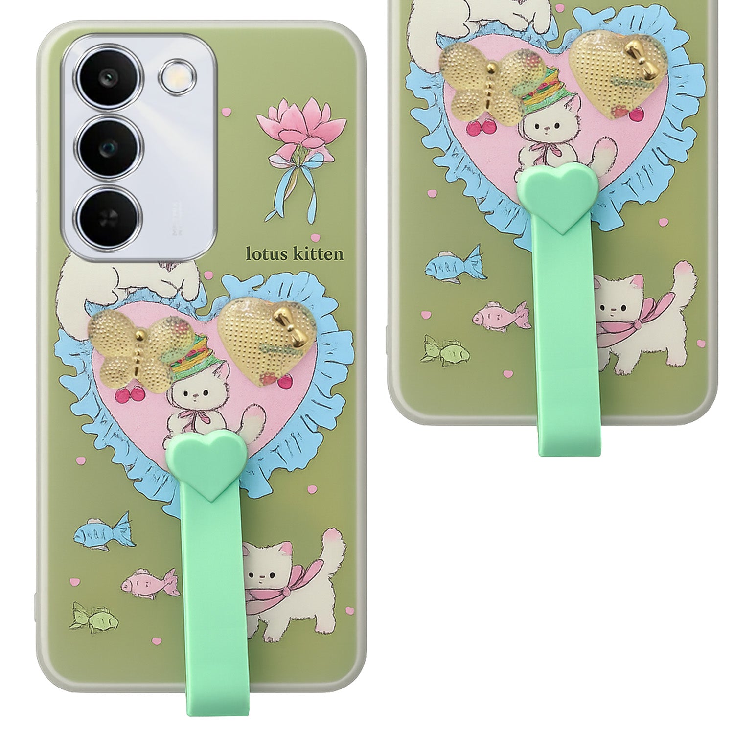 For Realme C83 5G Back Cover Case (3D Cute Heart Strap Holder | Camera Protection | Designer Girls Print)