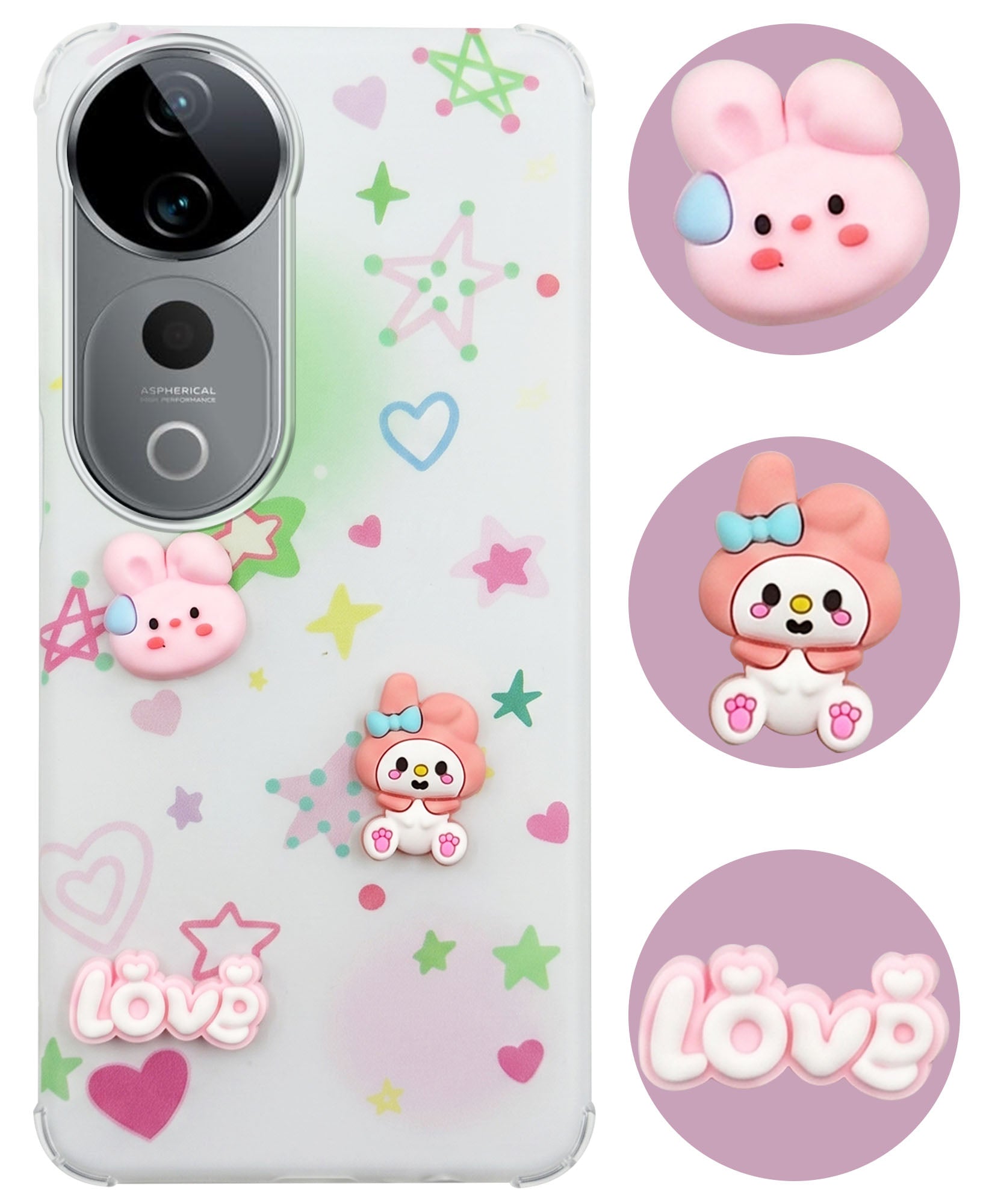 For Vivo T3 Ultra Back Cover Case (3D Cute Cartoons | Hard Back Side Soft | Matte Premium Finish | HD Printing)