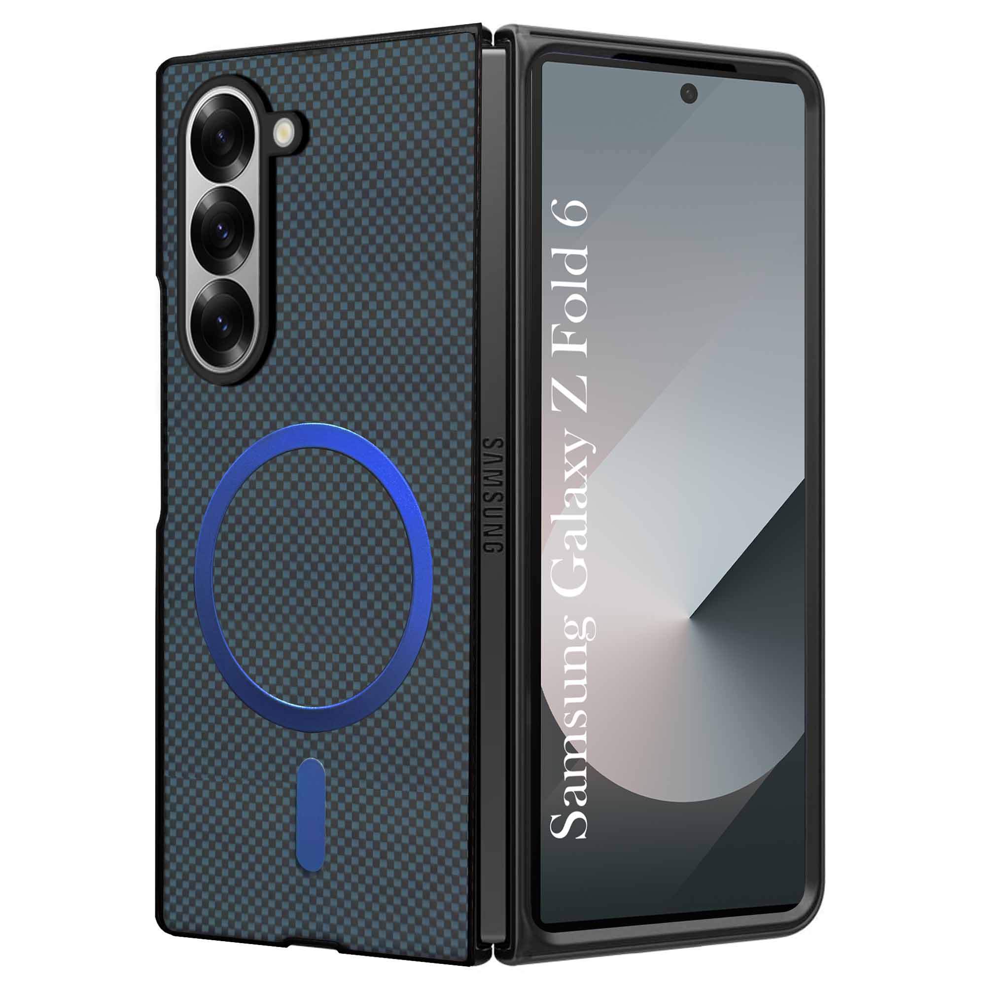 For Samsung Galaxy Z Fold 6 5G Back Case Cover (MagSafe Wireless Charging Compatible | Hexa Leather Finish | Inside Microfiber Cloth)