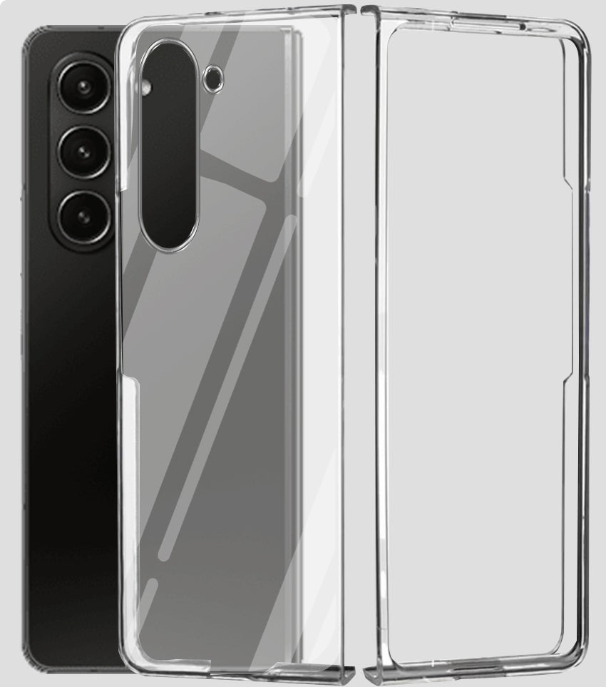 For Samsung Galaxy Z Fold 5 5G Back Cover Case (Hard Anti Yellow Clear Case | Sleek Hard Crystal Clear | Drop & Camera Protection | Shockproof