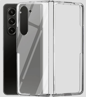 For Samsung Galaxy Z Fold 5 5G Back Cover Case (Hard Anti Yellow Clear Case | Sleek Hard Crystal Clear | Drop & Camera Protection | Shockproof