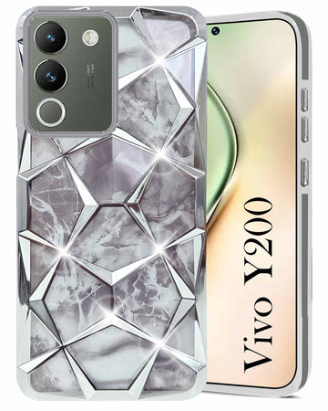 For Vivo Y200 Back Cover Case (Dual Design Glitter Sparkle and Detachable Diamond Print Case | Soft and Flexible)