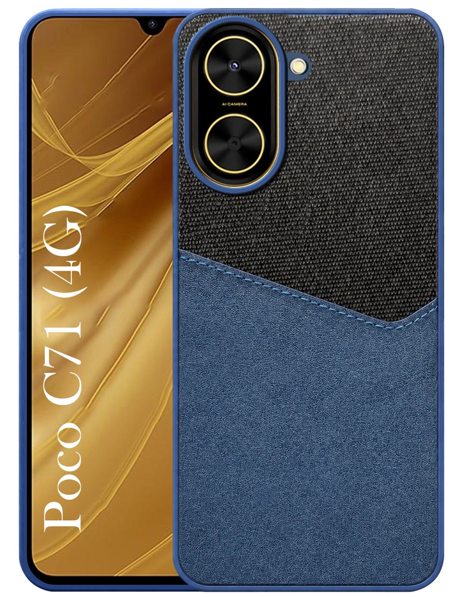For Poco C71 Back Cover Case (Dual PU Leather Stitch | Professional Minimalist | Soft and Flexible)