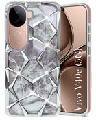 For Vivo V40e Back Cover Case (Dual Design Glitter Sparkle and Detachable Diamond Print Case | Soft and Flexible)