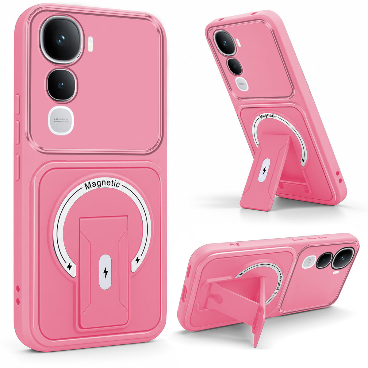 For Vivo Y400 Back Case Cover Metallic (Hybrid Armor Kickstand | MagSafe Compatible | Camera Protection Shockproof)