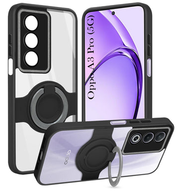 For Oppo A3 Pro 5G Back Cover Case with stand (Built-in Ring Holder Kickstand | Lifetime Anti Yellow | Camera Protection)