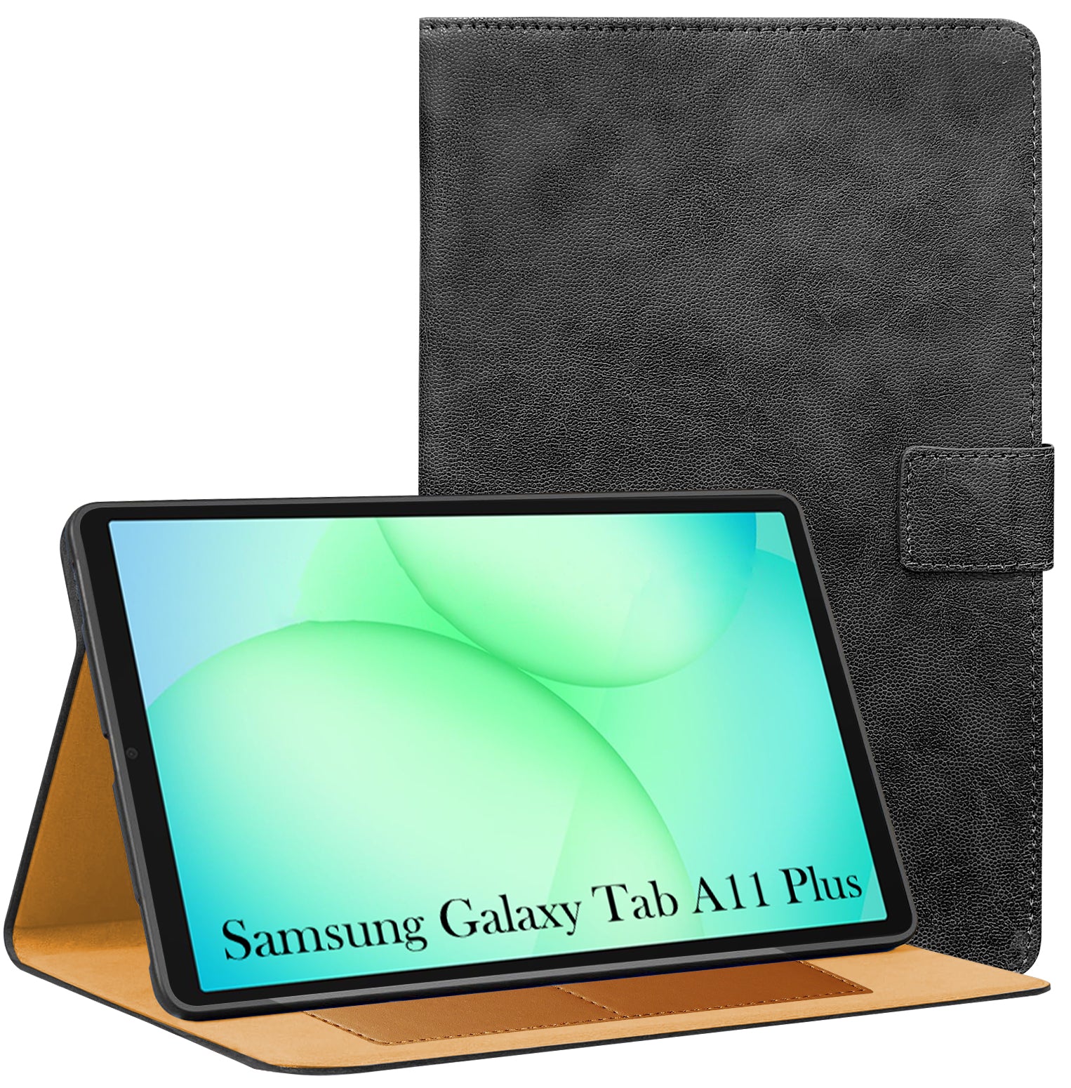 For Samsung Galaxy Tab A11 Plus 11 Inch SM-X230/X236B Flip Cover Folio Cover (PU Leather | Multi-Angle Smart Stand | Card Storage Slots | Silicone Back Pouch)