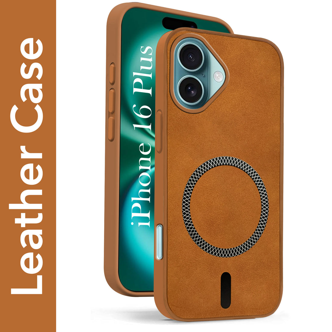 For Apple iPhone 16 Plus Back Cover Case (Sleek Leather Finish | MagSafe Compatible Wireless Charging | Camera Bump Protection)