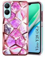 For Vivo Y28 5G Back Cover Case (Dual Design Glitter Sparkle and Detachable Diamond Print Case | Soft and Flexible)