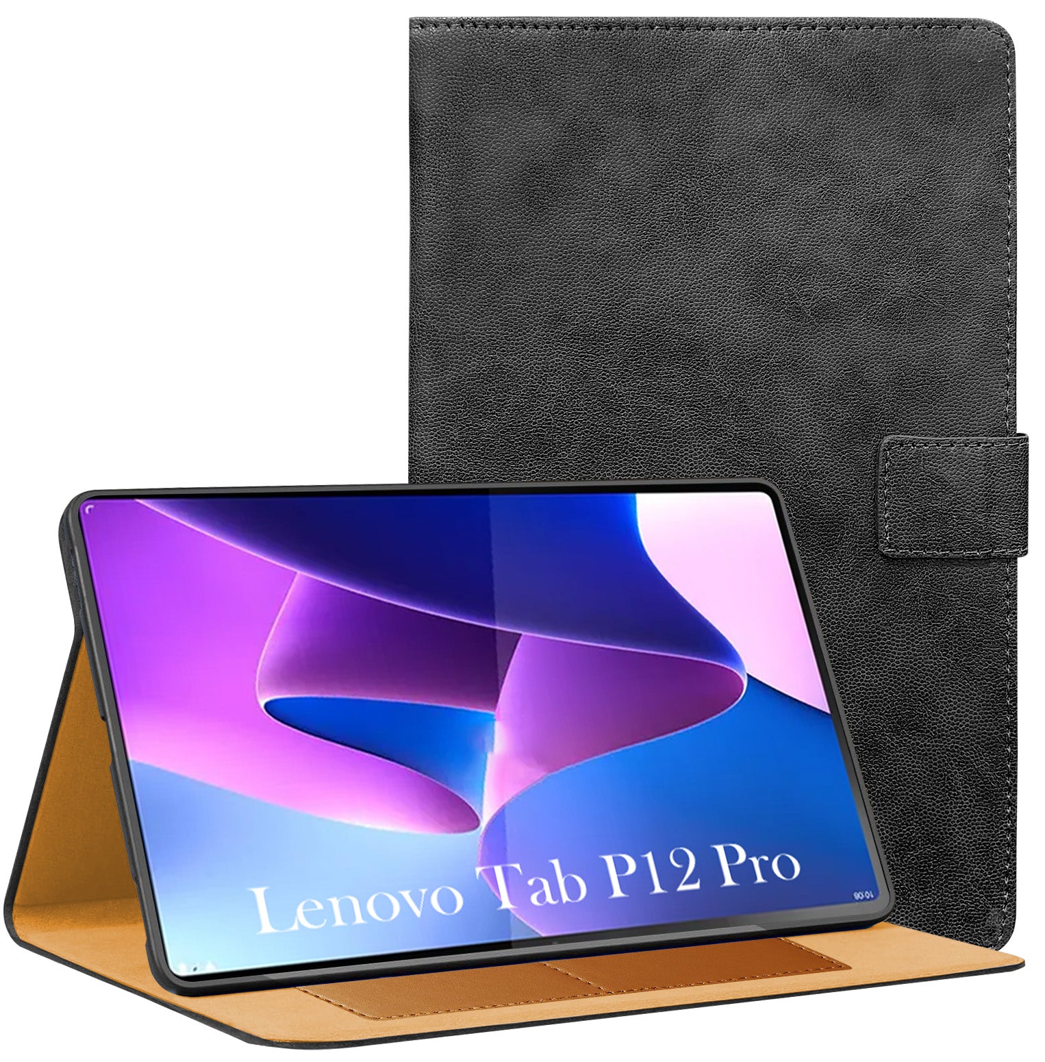 For Lenovo Tab P12 Pro 12.6 InchTB-Q706Z/Q706F Flip Cover Folio Cover (PU Leather | Multi-Angle Smart Stand | Card Storage Slots | Silicone Back Pouch)