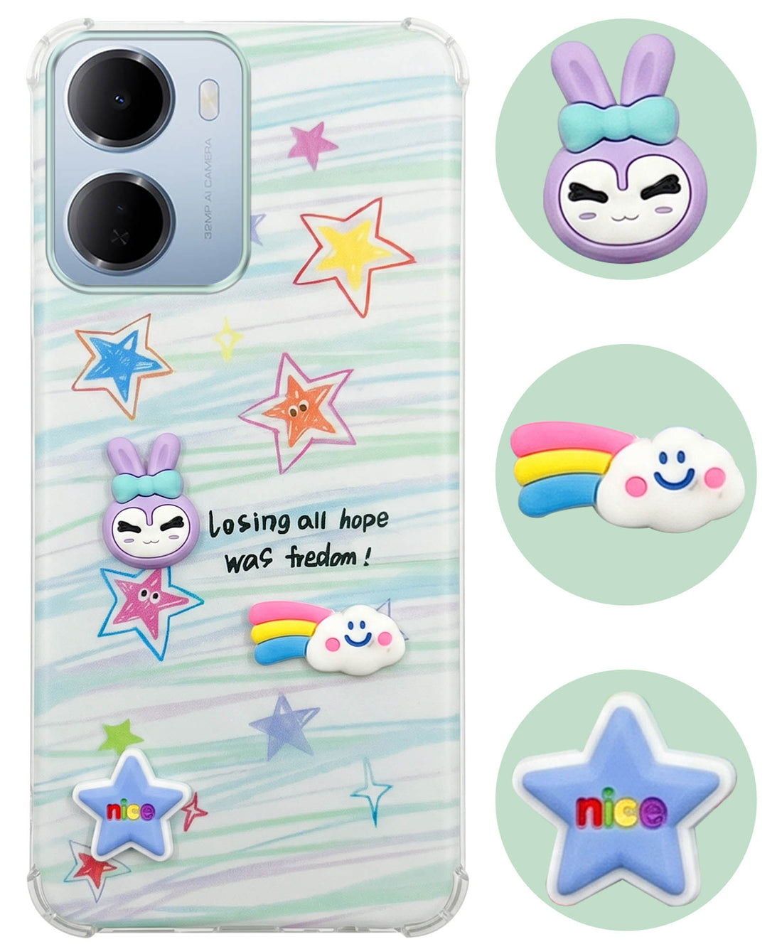 For Redmi 15A 5G Back Cover Case (3D Cute Cartoons | Hard Back Side Soft | Matte Premium Finish | HD Printing)