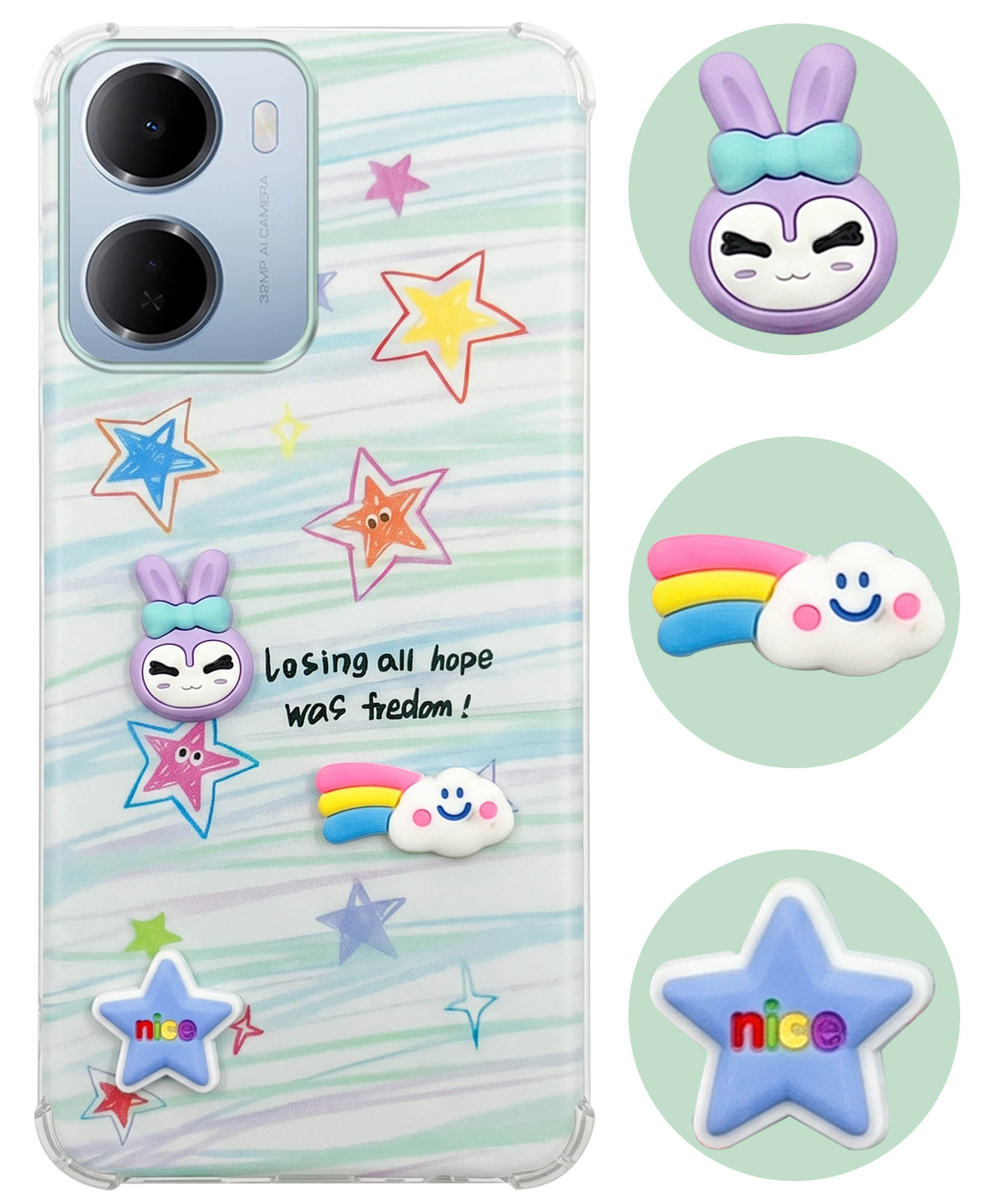 For Redmi 15A 5G Back Cover Case (3D Cute Cartoons | Hard Back Side Soft | Matte Premium Finish | HD Printing)