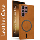 For Samsung Galaxy S22 Ultra 5G Back Cover Case Leather Finish (MagSafe Compatible Wireless Charging | Soft Touch | Camera Bump Protection)