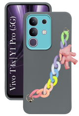 ForVivo T4x | Vivo Y31 Pro Back Cover Case ( Wrist Hanging Chain | Teddy Bracelet Charms | Dual Color Matte Finish | Full Camera Protection | Sleek and Professional)