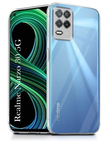 For Realme Narzo 30 5G  Back Cover ( Silicone Clear Shockproof Case with Camera Protection | Soft and Flexible | Transparent)