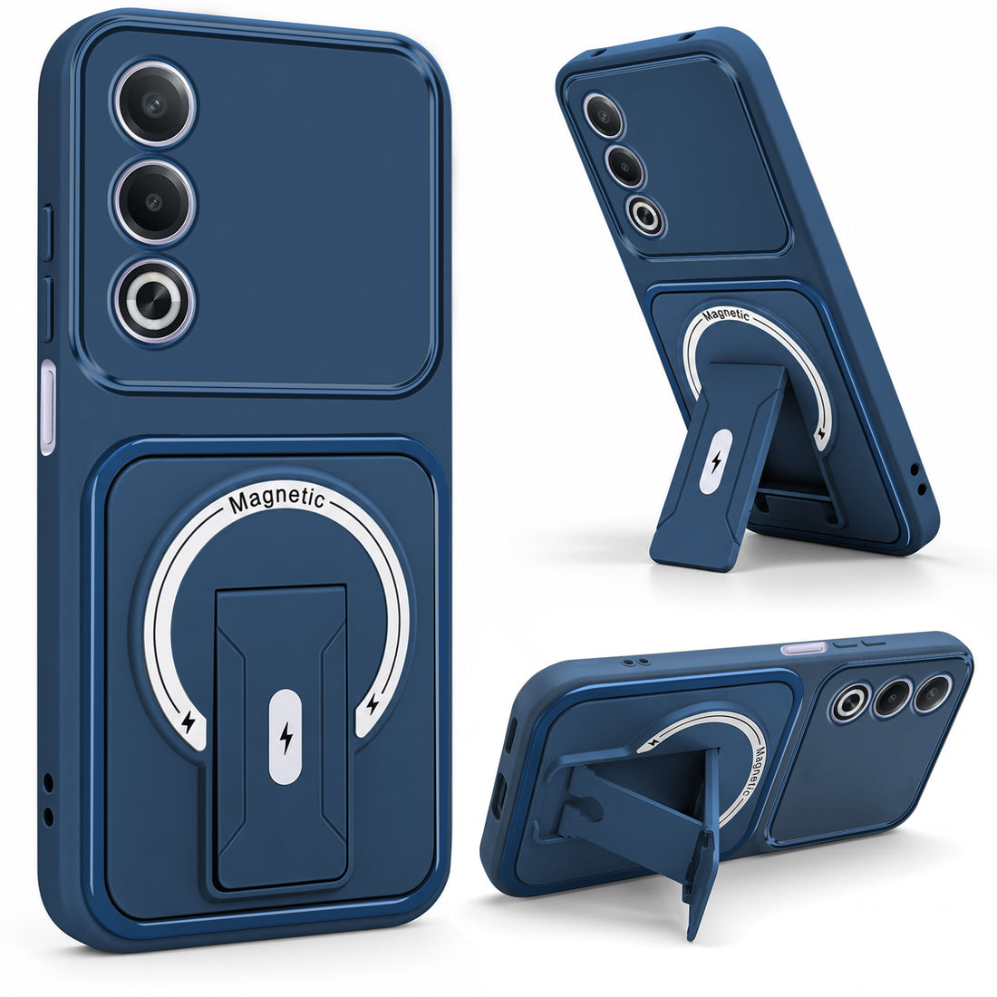 For Oppo A3 Pro 5G Back Case Cover Metallic (Hybrid Armor Kickstand | MagSafe Compatible | Camera Protection Shockproof)
