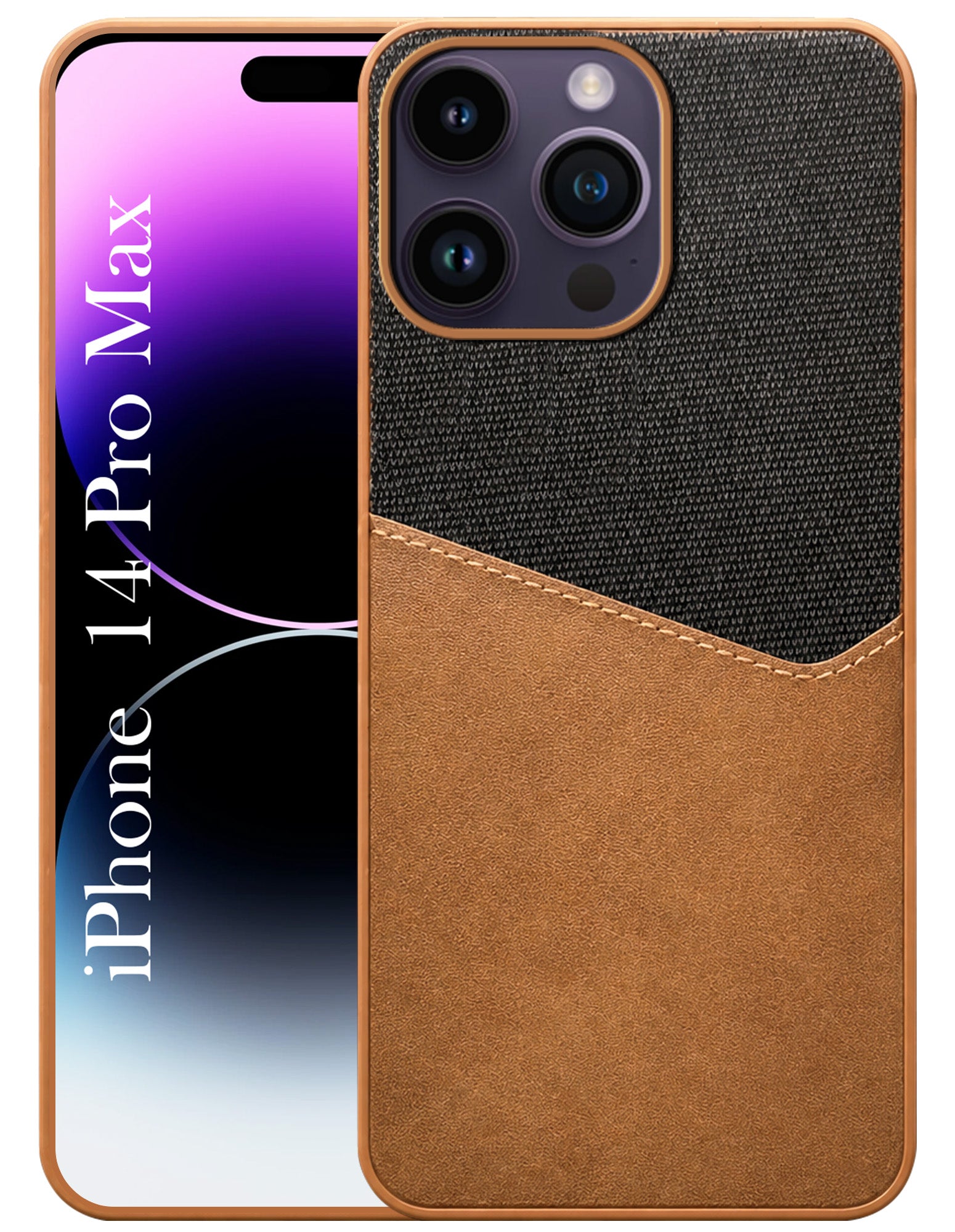 For Apple iPhone 14 Pro Max Back Cover Case (Dual PU Leather Stitch | Professional Minimalist | Soft and Flexible)