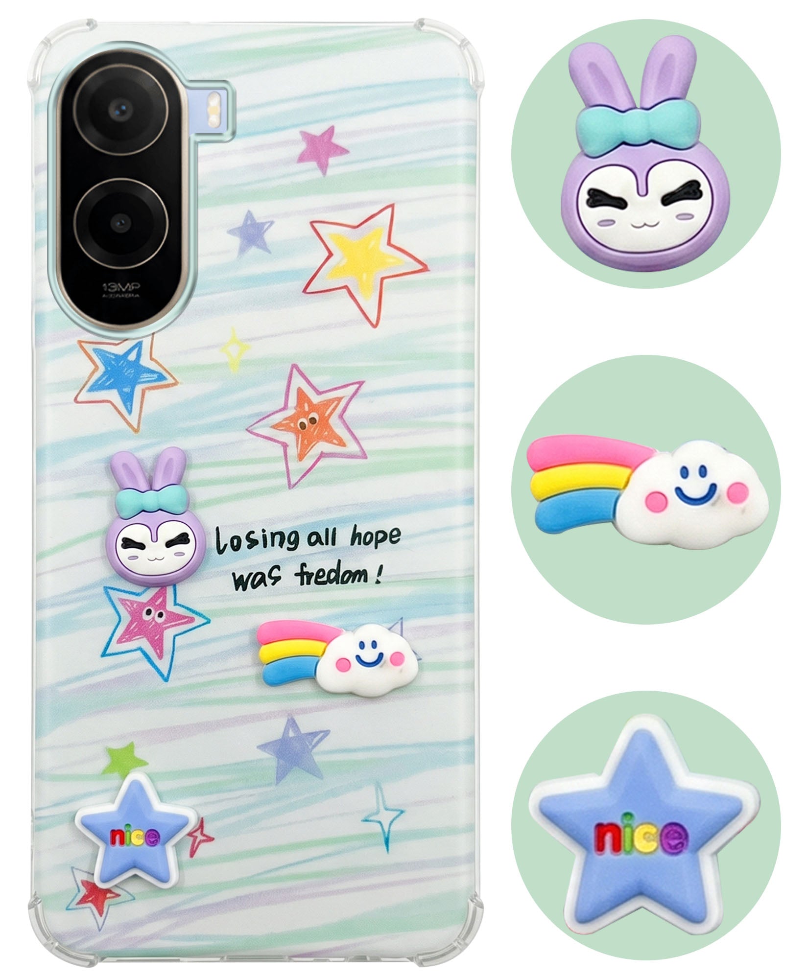 For Poco C85x 5G Back Cover Case (3D Cute Cartoons | Hard Back Side Soft | Matte Premium Finish | HD Printing)