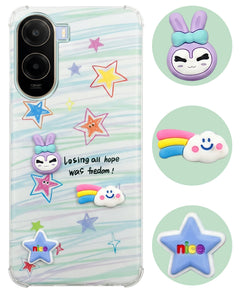 For Poco C85x 5G Back Cover Case (3D Cute Cartoons | Hard Back Side Soft | Matte Premium Finish | HD Printing)