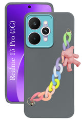 For Realme 15 Pro Back Cover Case ( Wrist Hanging Chain | Teddy Bracelet Charms | Dual Color Matte Finish | Full Camera Protection | Sleek and Professional)